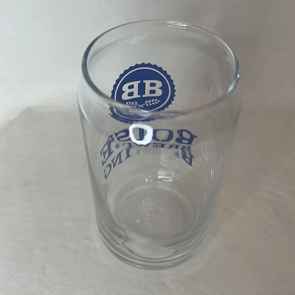 Beer Glasses 16 Ounce Blue Green Or White Lettering 5 1/4 In Tall 2 1/2 In Round